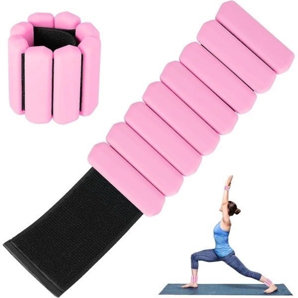 Daity 2-pack - Siliconen armband voor krachttraining, draagbare arm- en beengewichten voor mannen en vrouwen, verstelbare pols- en enkelgewichten voor wandelen, yoga, zwemmen, fitness, 2 lbs(Roze)