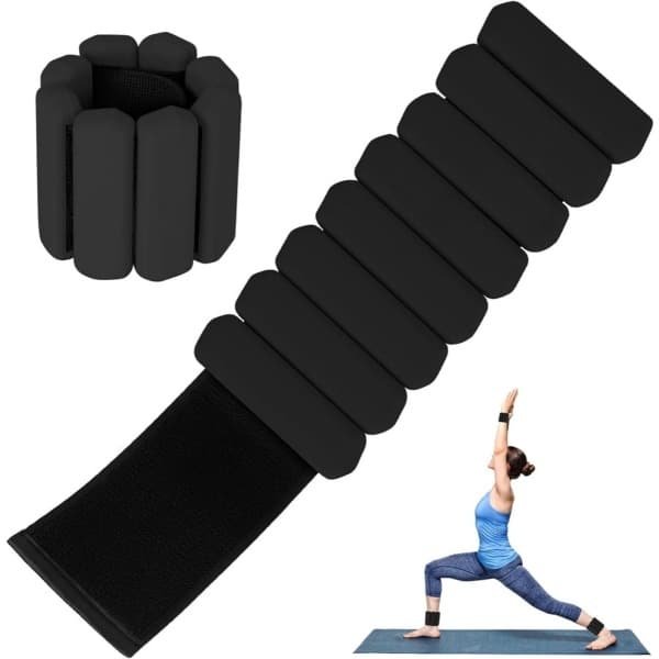 Daity 2-pack - Siliconen armband voor krachttraining, draagbare arm- en beengewichten voor mannen en vrouwen, verstelbare pols- en enkelgewichten voor wandelen, yoga, zwemmen, fitness, 2 lbs(Zwart)