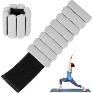 Daity 2-pack - Siliconen armband voor krachttraining, draagbare arm- en beengewichten voor mannen en vrouwen, verstelbare pols- en enkelgewichten voor wandelen, yoga, zwemmen, fitness, 2 lbs(Grijs)