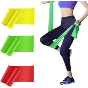 Daity Yoga Stretch Straps, elastische fitnessbanden voor krachttraining, vrouwen, yoga, armen, bovenlichaam en schouders (3-pack, Geel/Groen/Rood)