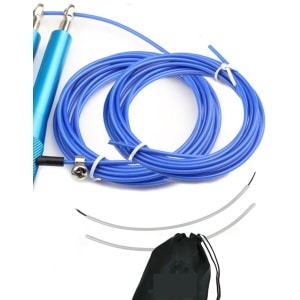 Famanu Crossfit Springtouw voor Mannen en Vrouwen - Met of Zonder Ballast - High Speed Boksen en Fitness Springtouw - Lichtgewicht Aluminium Touw - Dubbele Sprongen, Verstelbaar - Extra Reservekabel
