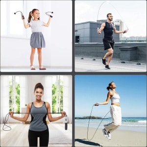 Famanu Springtouw, Springtouw Snelheid Calorieteller, Digitaal draadloos springtouw voor volwassen Dames Heren, Fitness, Crossfit, Oefening, Training, Boksen, Gym, Instelbare lengte