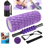 Fasciarol 6-in-1 foamroller - massage en krachttraining - paars - 33 cm