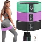 Fitnessbanden breien weerstandsbanden yogabordel antislip en zweetbestendig - heup- en beentraining - krachttraining en pull-ups - groen, paars, zwart