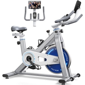Fitnessfiets - Indoor Cycling Bike - Hometrainer - Trainingsfiets - Compact - 300 Watt Weerstand - Stabiel Frame - Grijs