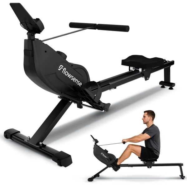 Flowsense Roeiapparaat - Roeimachine - Geluidsstil - Magnetische Roeitrainer Fitness - Rowing Machine 16 Weerstandniveaus - LCD Monitor