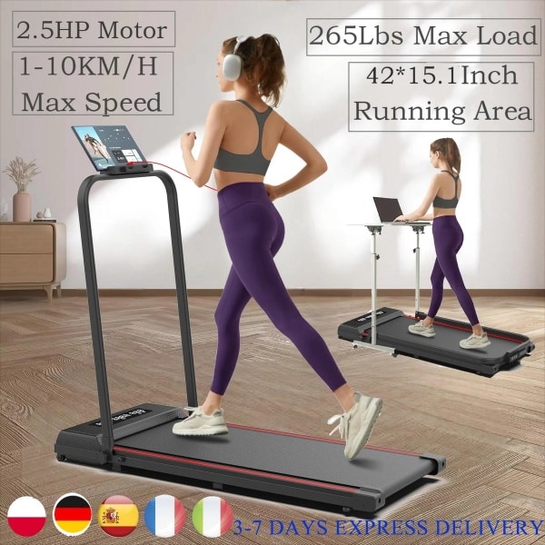 FluxRun Loopband - Inklapbaar - 1-10km/u - Met afstandsbediening en Bluetooth Speakers - Wandelband - Walking Pad - Opvouwbare Loopband - Walkingpad - Treadmill - Loopband Elektrisch