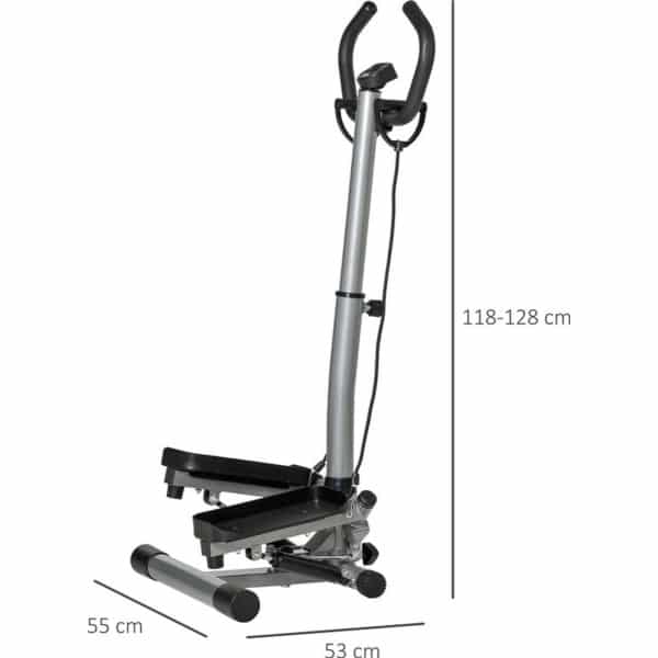 Gran VidaÂ® - Fitness Stepper - Compact Design - Multifunctioneel - Voor Krachtige Cardio- en Spiertraining - Geschikt voor Thuisgebruik - Zilver