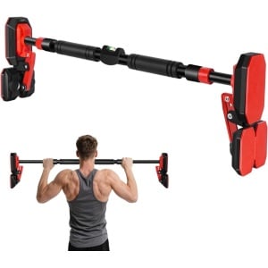 Imperatoris - Pull Up Bar - 76-100 cm - Tot 200 kg - Optrekstang Deur - Pull Up Bar - Chin Up Bar - Krachttraining - Thuis Sporten - Home Workout - 12 x 12 x 26 cm - Zwart/Rood