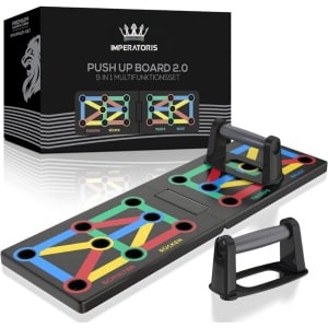 Imperatoris - Push Up Bord - 9 in 1 - Push-Up Stand met 2 Handgrepen - Fitness Board - Push Up Bars - Push Up Grips - Opdruksteunen - Calisthenics - Krachttraining - Thuis Sporten - 63.5 x 20 x 1.5 cm