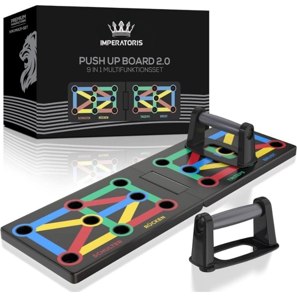Imperatoris - Push Up Bord - 9 in 1 - Push-Up Stand met 2 Handgrepen - Fitness Board - Push Up Bars - Push Up Grips - Opdruksteunen - Calisthenics - Krachttraining - Thuis Sporten - 63.5 x 20 x 1.5 cm
