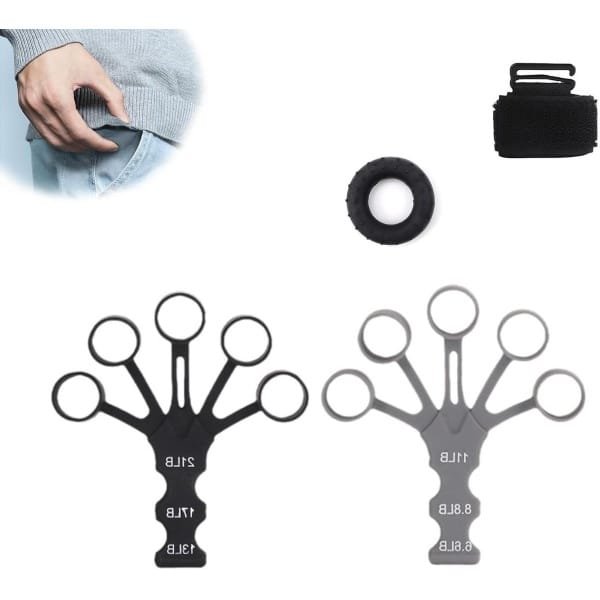 JGS Premium - Grip Trainer 2 stuks voor onderarm training zwart grijs - polsspanner voor krachttraining met siliconen materiaal - hand grip corrector