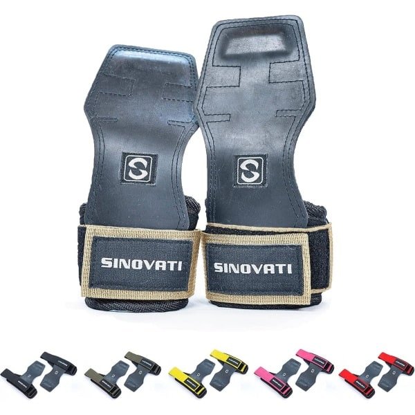 Lifting Straps voor krachttraining, fitness lifting straps, crossfit grips voor krachtsport, bodybuilding en crossfit, grip pads fitness met 7 mm polskussen, goudbruin, M