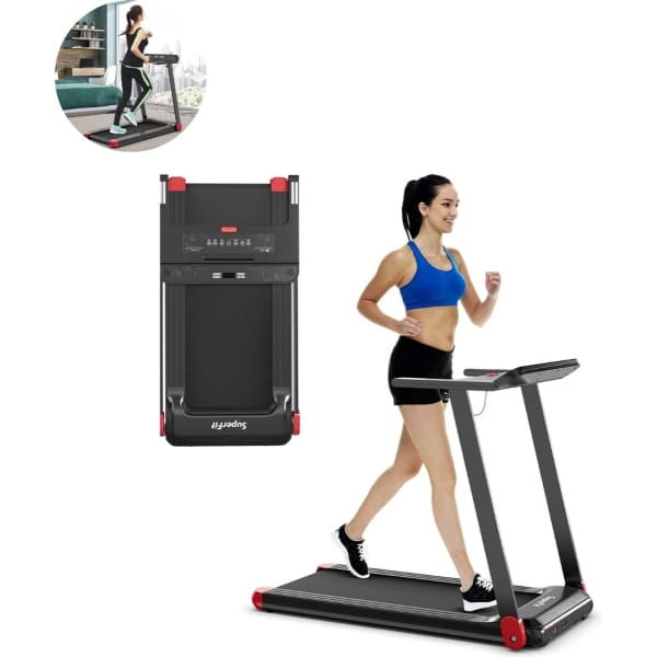 Loopband- Inklapbaar - 1-12km/u - Wandelband - Walking Pad - Opvouwbare Loopband - Walkingpad - Treadmill - Loopband Elektrisch - Rood + Zwart