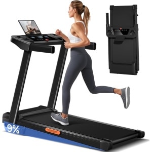 Loopband voor thuis Opvouwbaar met helling 9%, loopband 12KM/H, loopband voor thuis met 3.0 PK motor en 12 vooraf ingestelde programma's, Max belasting 136KG