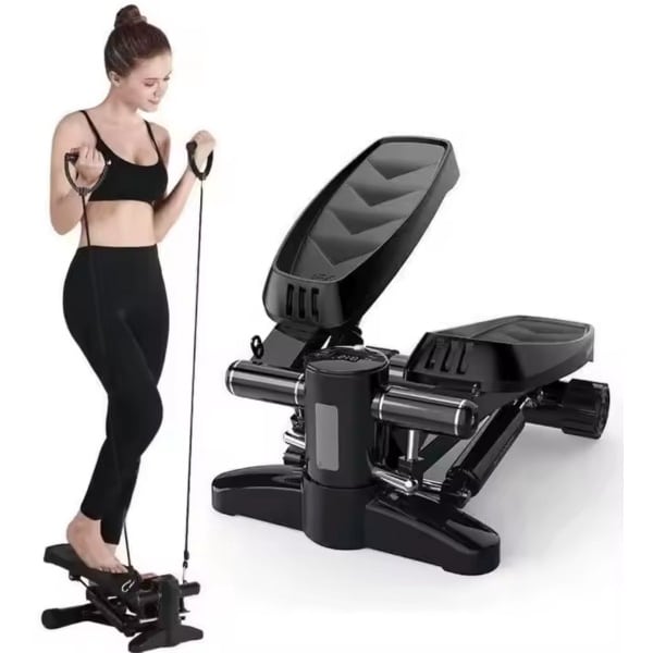 LumiWay Stepper met Display & Weerstandband - Incl 2 Weerstandbanden - Stappenteller - Verstelbare Weerstand - Cardio Home Gym - Crossfit - Thuis Fitness Trainer - Aerobic Step
