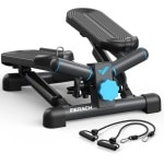 Mini Stepper - Twist Trap Stepper - Compacte Hometrainer - Hydraulische Stepper - Volledige Lichaam Workout - Tot 150 kg Belastbaar - Met Weerstandsbanden - Stil & Duurzaam - Zwart