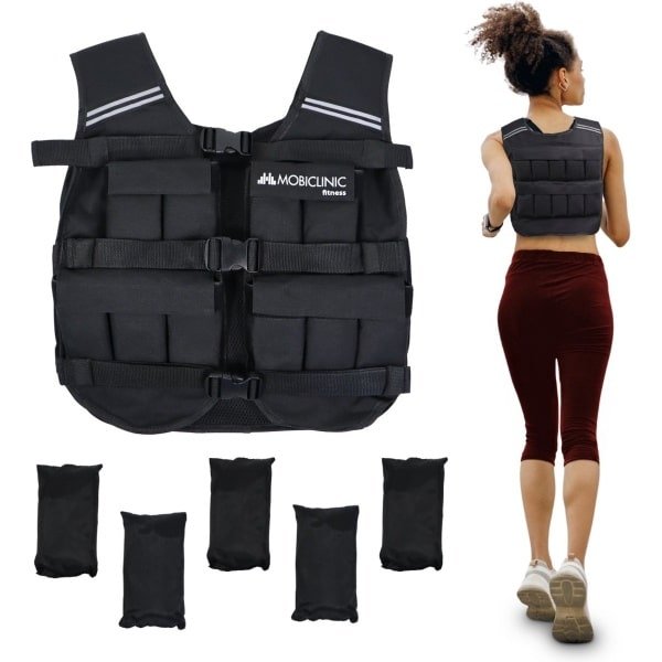 Mobiclinic Iron10 - Verstelbaar Gewichtsvest 10kg - Gewichtsvesten - Weight vest - Gewichten - Krachttraining & Crossfit Trainingsvest - Ademend - Gewatteerd - Aanpasbaar - Zwart