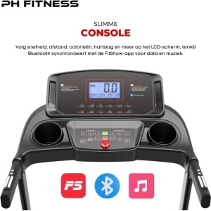 PH Fitness Loopband PRO-190 - Muziek - Elektrische Hardloopband met 2.5PK Motor - 18 km/u - 15% Automatische Helling - Bluetooth - 130KG - LCD - Opvouwbaar - Wandelband - FitShow App - 12 Programma's