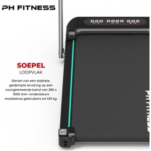 PH Fitness Loopband WP-400 - Stille Wandelband - Opvouwbare Treadmill voor Thuis - 1.5PK Motor - Bluetooth App - 130KG - 12 Programma's - Afstandsbediening - Veiligheidssleutel