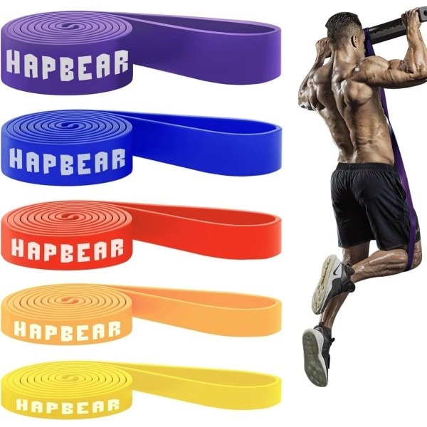 Resistance Bands Fitnessbanden, set 5, trekband en optrekband voor krachttraining, training, stretching, fysiotherapie, spiertraining