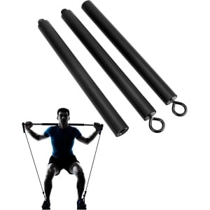 SNQ Weerstandsbandstang - Pilatesstang - Fitnessoefenstang - voor krachttraining cardio - 95 cm - 3 verwijderbare stangen - Zwart
