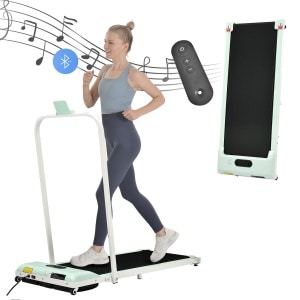 Sweiko 2 in 1 Loopband voor Thuis, Groen, Afstandsbediening Loopband 1-6 km/h Snelheid met LED Display, Bluetooth Speaker&Phone Mount, Loopband voor Thuis, Kantoor, Gemakkelijk om te vouwen, Montage Fre