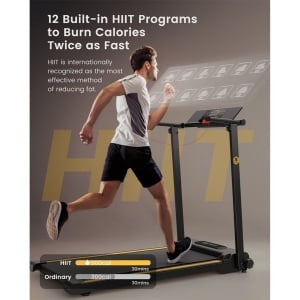 UREVO URTM006 Opvouwbare Mini Loopband, Max Snelheid 1-10km/h, Loopoppervlak 105*40cm, Max Belasting 100kg, 12 Ingebouwde HIIT Programma's