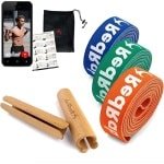Weerstandsbanden krachttraining - fitnessband met houten handgrepen - set optrekbanden - pull-up band - fitness training - weerstandsbanden - afzonderlijk