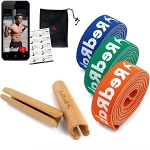 Weerstandsbanden krachttraining - fitnessband met houten handgrepen - set optrekbanden - pull-up band - fitness training - weerstandsbanden - afzonderlijk