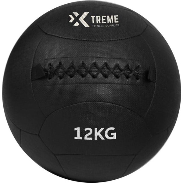 Xtreme Fitness Wall Ball 12kg - Gewicht bal - Medicine bal - Krachtbal - Trainingsbal - Crossfit - muurbal Krachttraining - Functional Training ball - Zwart