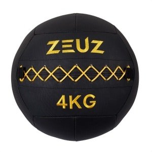 ZEUZ Premium Wall Ball 4kg - Geschikt voor CrossFit & Fitness - PU Foam Vulling & Vinyl - 35 CM Diamter - Geel