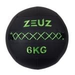 ZEUZ Premium Wall Ball 6kg - Geschikt voor CrossFit & Fitness - PU Foam Vulling & Vinyl - 35 CM Diamter - Groen