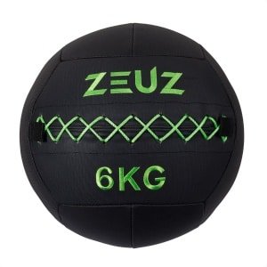 ZEUZ Premium Wall Ball 6kg - Geschikt voor CrossFit & Fitness - PU Foam Vulling & Vinyl - 35 CM Diamter - Groen