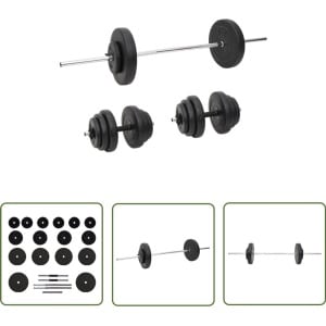 vidaXL Halterset met gewichten 60 kg - Fitnessapparatuur - Halterset - Krachttraining - Homegym - Dumbbells