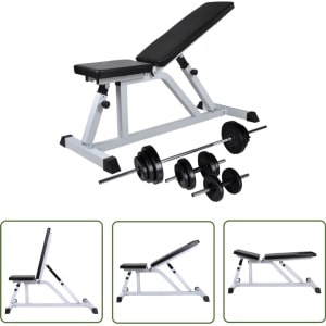 vidaXL Trainingsbank met halterset 30,5 kg - Trainingsbank - Homegym - Krachttraining - Halters - Fitnesstoestellen