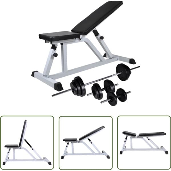 vidaXL Trainingsbank met halterset 30,5 kg - Trainingsbank - Homegym - Krachttraining - Halters - Fitnesstoestellen