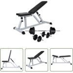 vidaXL Trainingsbank met halterset 60,5 kg - Trainingsbank - Homegym - Krachttraining - Halters - Fitnesstoestellen