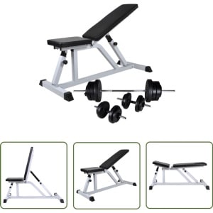 vidaXL Trainingsbank met halterset 60,5 kg - Trainingsbank - Homegym - Krachttraining - Halters - Fitnesstoestellen