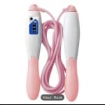 1 stuk mechanisch springtouw met digitale teller - verstelbare lengte - ergonomische antislip handgreep - nauwkeurig telfunctie voor cardio- en fitnesstraining - roze/blauw