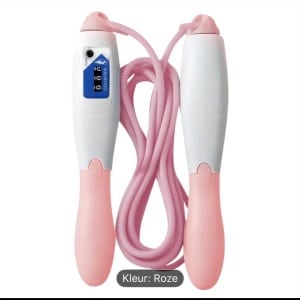 1 stuk mechanisch springtouw met digitale teller - verstelbare lengte - ergonomische antislip handgreep - nauwkeurig telfunctie voor cardio- en fitnesstraining - roze/blauw