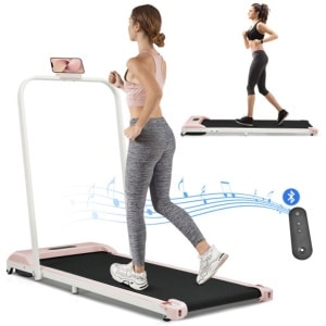 2 in 1 loopband voor thuis, loopband met afstandsbediening 1-6 km/u snelheid met LED-display & Bluetooth-luidspreker & telefoonhouder, loopband voor thuis & op kantoor, gemakkelijk op te vouwen, montage gratis
