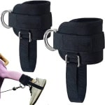 2x Ankle Straps - Met riemschijven - Enkel straps - Enkelband Fitness - Lifting Straps - Enkelbandje - Ankle Cuff Strap - Voetlussen - Sport Beenband Straps - Kabelmachine - Sport Beenband Straps voor Fitness - Krachttraining - Verstelbaar - Zwart