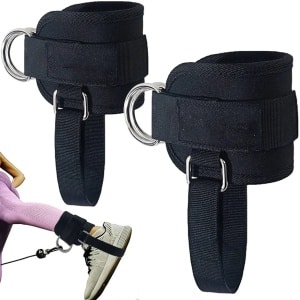2x Ankle Straps - Met riemschijven - Enkel straps - Enkelband Fitness - Lifting Straps - Enkelbandje - Ankle Cuff Strap - Voetlussen - Sport Beenband Straps - Kabelmachine - Sport Beenband Straps voor Fitness - Krachttraining - Verstelbaar - Zwart
