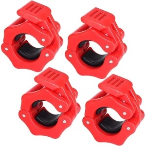 4 stuks 1 inch Olympische halterklemmen - halsbanden - gewichtheffen - halterklem kraag voor training - fitness - krachttraining - delicaat rood