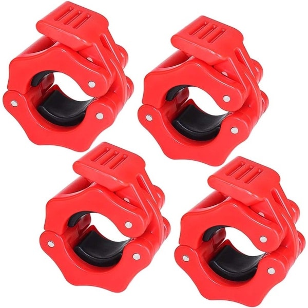 4 stuks 1 inch Olympische halterklemmen - halsbanden - gewichtheffen - halterklem kraag voor training - fitness - krachttraining - delicaat rood