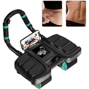 Abdominale Roller - Workout Krachttraining - Duurzame buikroller - AB Roller - Luxe Abdominaal Roller-Buikwiel met 4 Wielen - Fitnesswielen - Buikspierwiel - Ab Wheel - Training Abdominal - Buikspiertrainer - Zwart