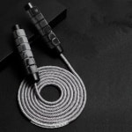 Antislip springtouw - Springtouw voor kinderen en volwassenen - Fitnessapparatuur voor thuis bodybuilding, crossfit, boksen en sport, voor mannen en vrouwen (zwart)