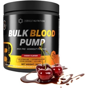 BeBulk Nutrition - Bulk Blood 300g Pre-Workout Pump, Kers, 6g Citrulline, 6g Beta-alanine, 4g AAKG, 400mg caffeine, 500mg Tyrosine - Hoge kwaliteit - Gemaakt in Nederland