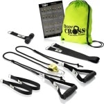 BodyCROSS® Hoogwaardig Looptrainingstoestel met Wielen - gemaakt in Duitsland, getest en gecertificeerd, compleet trainingsset met deuranker, trainingsposter, plan en stevige bevestigingsgesp, ideaal voor loop- en krachttraining thuis en outdoor